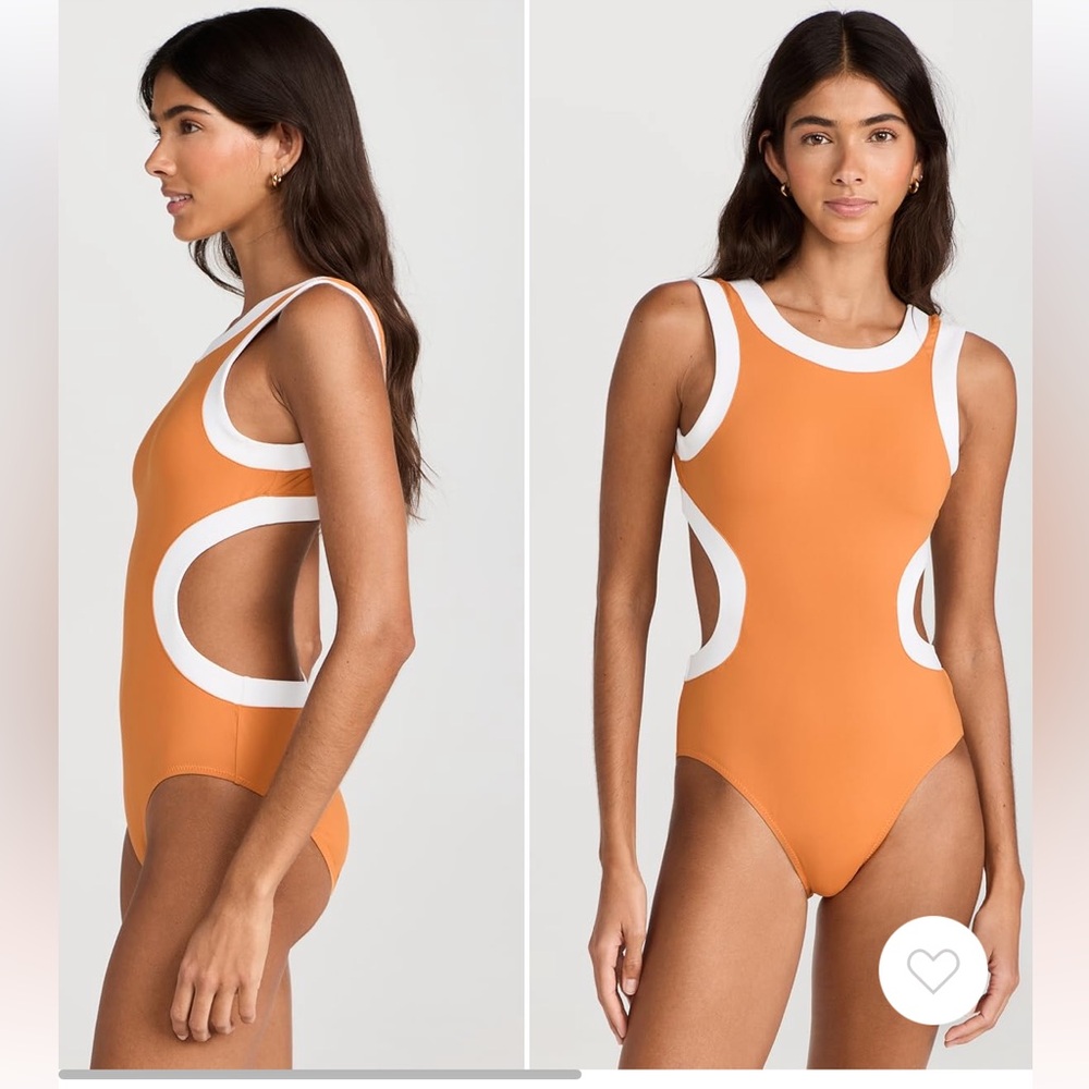 Orange and White Women's Swimsuit
